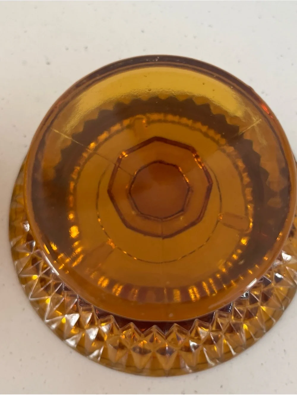 Vintage Indiana Glass Amber Diamond Point Fairy Lamp